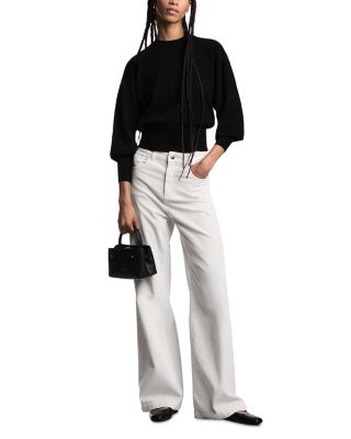 High Rise Wide Leg Garment Dyed Corduroy Jeans in Putty