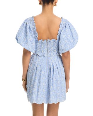 Embroidered Scallop Hem Mini Dress - Exclusive