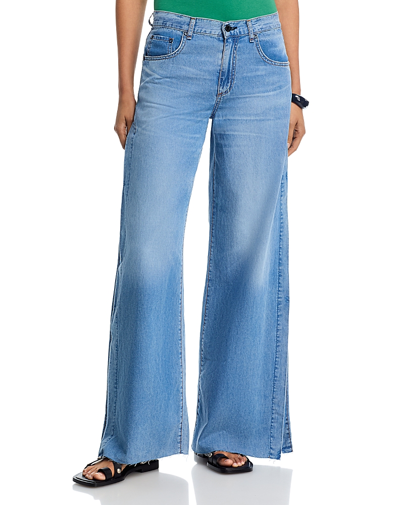 Askk Ny Longboarder Mid Rise Wide Leg Jeans in Blondie