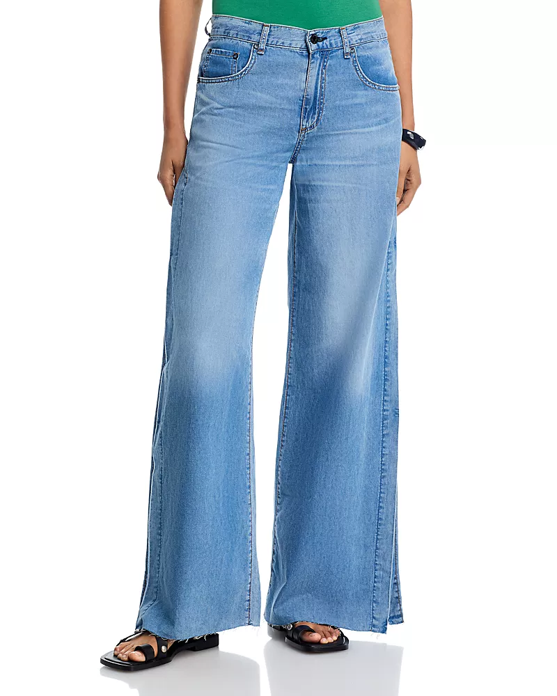 Askk Ny Longboarder Mid Rise Wide Leg Jeans in Blondie