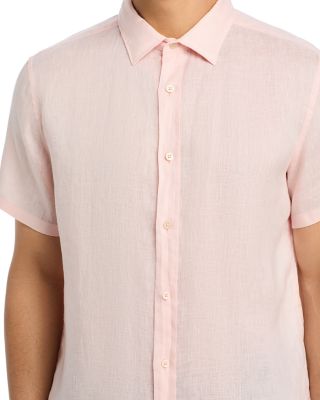 Short Sleeve Linen Shirt in Soft Peach - Exclusive