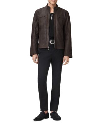 Damien Plated Leather Cafe Racer Jacket