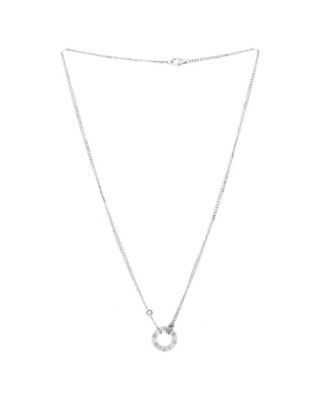  2 Diamonds Love Pendant Necklace 18K White Gold with Diamonds, 16.25"