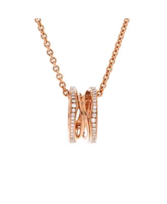  B.Zero1 Open Design Legend Zaha Hadid Pendant Necklace 18K Rose Gold with Diamonds, 18"