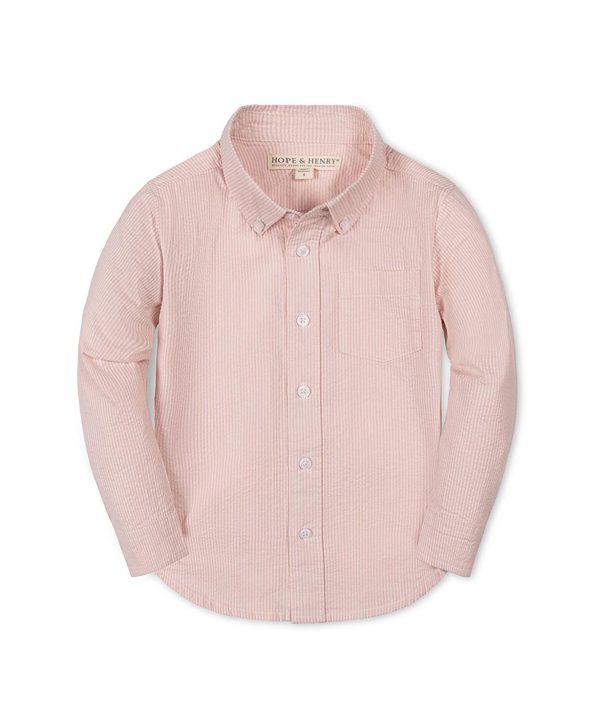 Hope & Henry Boys' Organic Long Sleeve Seersucker Shirt - Little Kid
