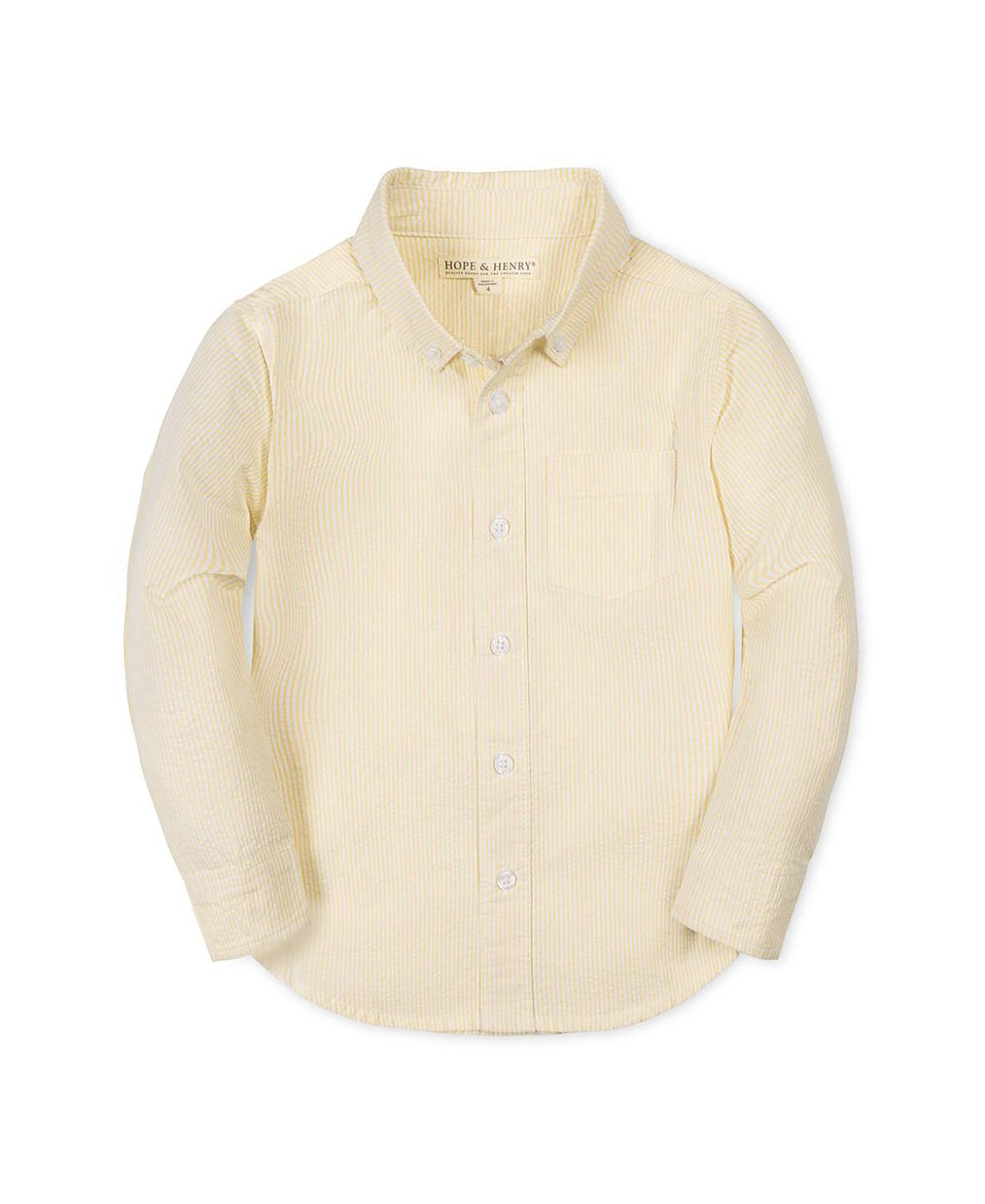 Hope & Henry Boys' Organic Long Sleeve Seersucker Shirt - Little Kid
