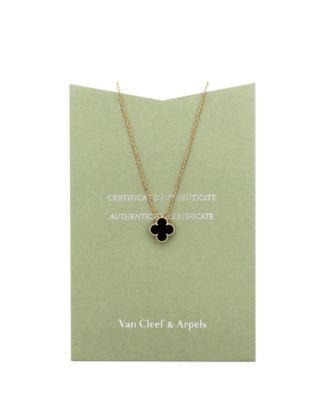  Vintage Alhambra Pendant Necklace 18K Gold and Onyx, 16.25"