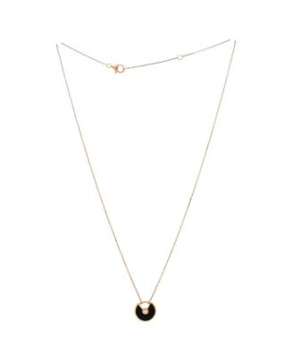  XS Amulette de Cartier Pendant Necklace 18K Rose Gold with Onyx and Diamond, 16.25"
