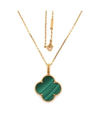  Magic Alhambra Pendant Necklace 18K Gold and Malachite, 35.5"