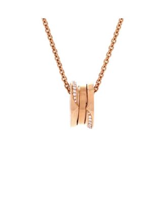  B.Zero1 Pendant Necklace 18K Rose Gold with Diamonds, 17.75"