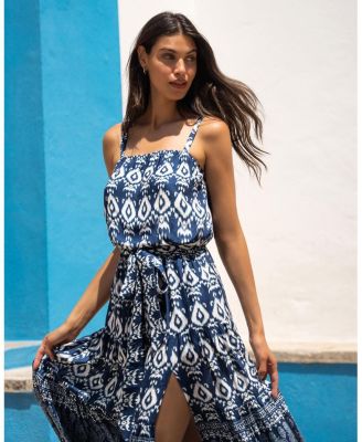  Jenni Tiered Belted Smock Waist Skirt