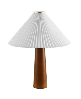 Jessica Wooden Base Table Lamp With Pleated Fabric Shade