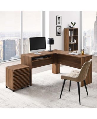 Render Wood Desk and File Cabinet, Set of 2