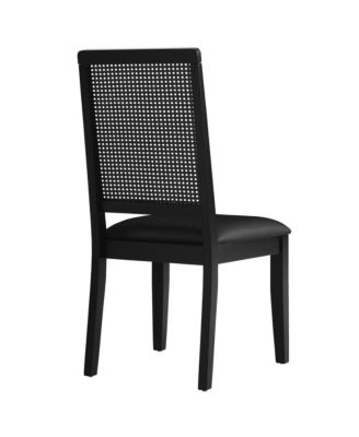 Arlo Faux Leather Upholstered Faux Rattan and Wood Dining Side Chairs, Set of 2