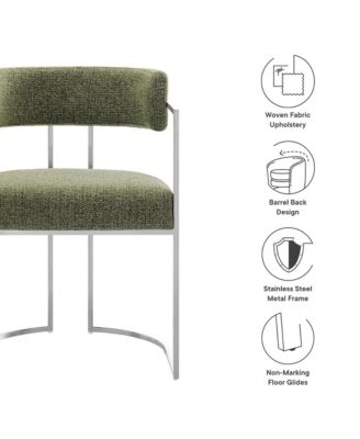 Huron Curved Back Fabric and Metal Dining Accent Chair