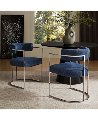 Huron Curved Back Fabric and Metal Dining Accent Chair