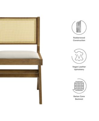  Thera Leather and Cane Dining Side Chairs, Set of 2