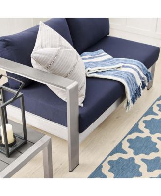  Shore Sunbrella Fabric Aluminum Outdoor Patio Left-Arm Loveseat