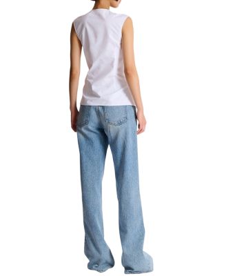  Draped Sleeveless Cotton Poplin Shirt