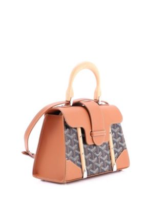 Mini Structured Saigon Top Handle Bag Coated Canvas with Leather