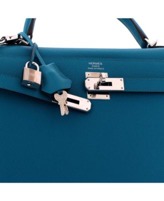 Kelly 35 Handbag Blue Epsom with Palladium Hardware