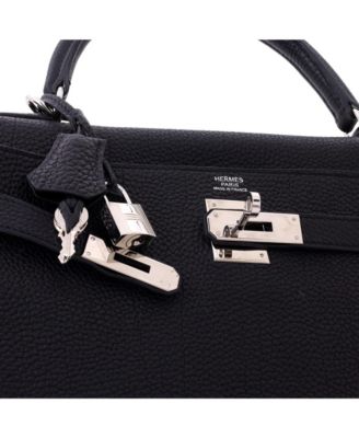 Kelly 32 Handbag Black Togo with Palladium Hardware