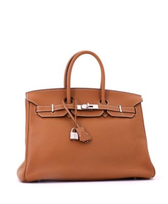 Birkin 35 Handbag Brown Togo with Palladium Hardware