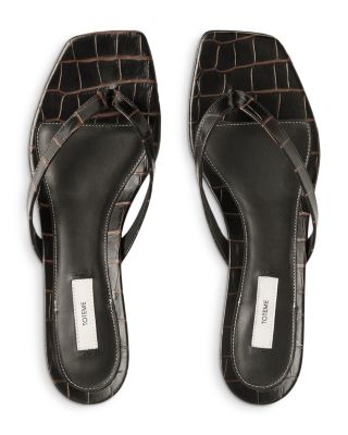 Women's Croco Embossed High Heel Flip Flops