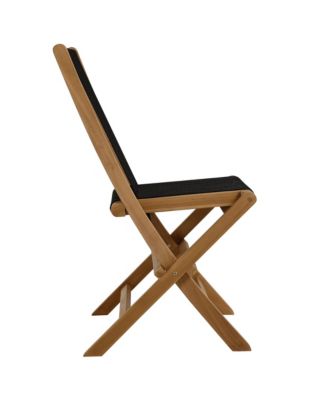 Vienna Outdoor Patio Teak Wood Dining Set with Rope Folding Chairs, Set of 5