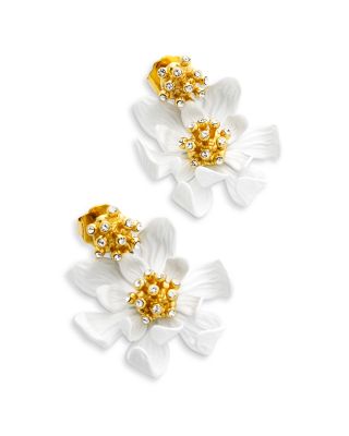 Fulva Furled Flower Enamel Drop Earrings