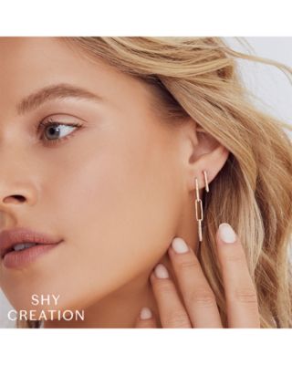 14K Yellow Gold Diamond Pav&eacute; Paperclip Link Drop Earrings