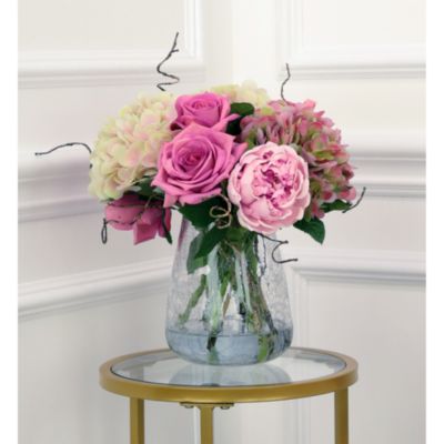 European Hand Tie Crackle Vase Floral Arrangement