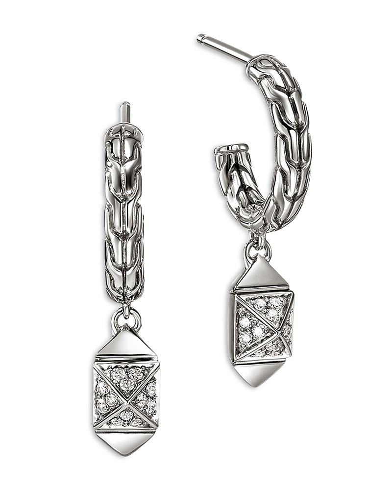 John Hardy Sterling Silver Icon Diamond Pyramid Cluster Drop Earrings