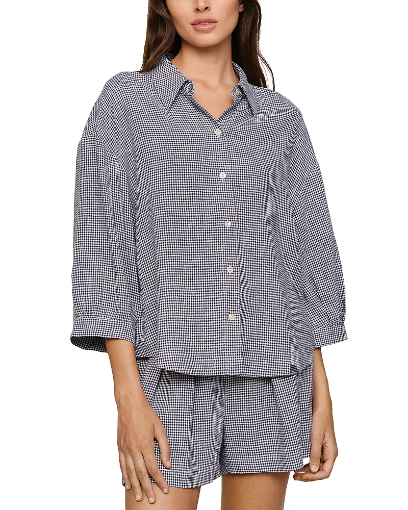 Eberjey Linen Blend Relaxed Fit Pajama Top