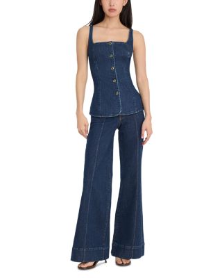 Denim Sleeveless Button Front Top