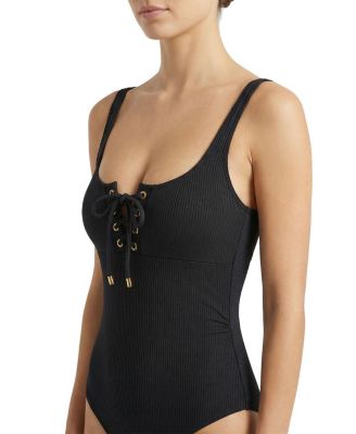 Taylor Lace-Up Underwire One-Piece Swimsuit in Eco Texture