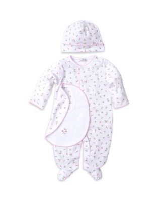 Girls' Garden Roses Hat, Bib & Footie Gift Set With Tulle Bag - Baby