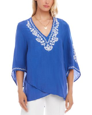 Bracelet Sleeve Embroidered Asymmetric Top