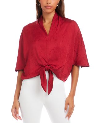 Flare Sleeve Tie Front Top