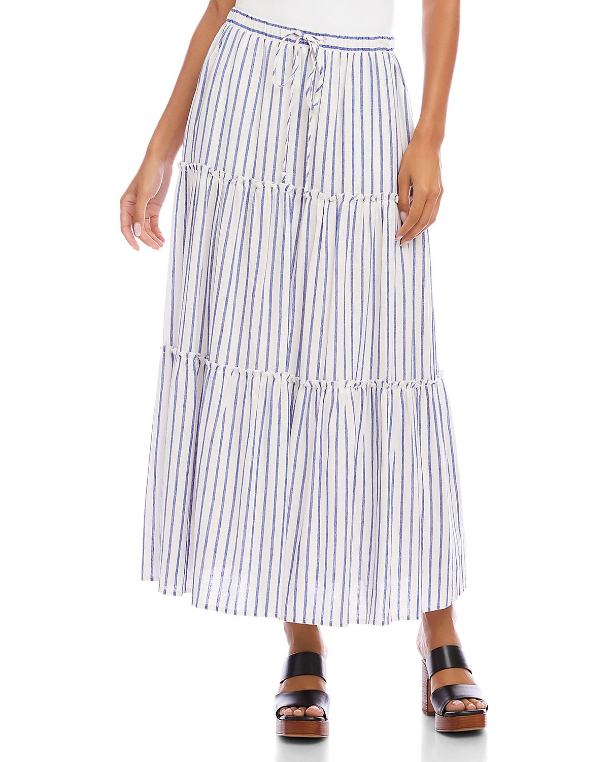 Karen Kane Stripe Tiered Midi Skirt