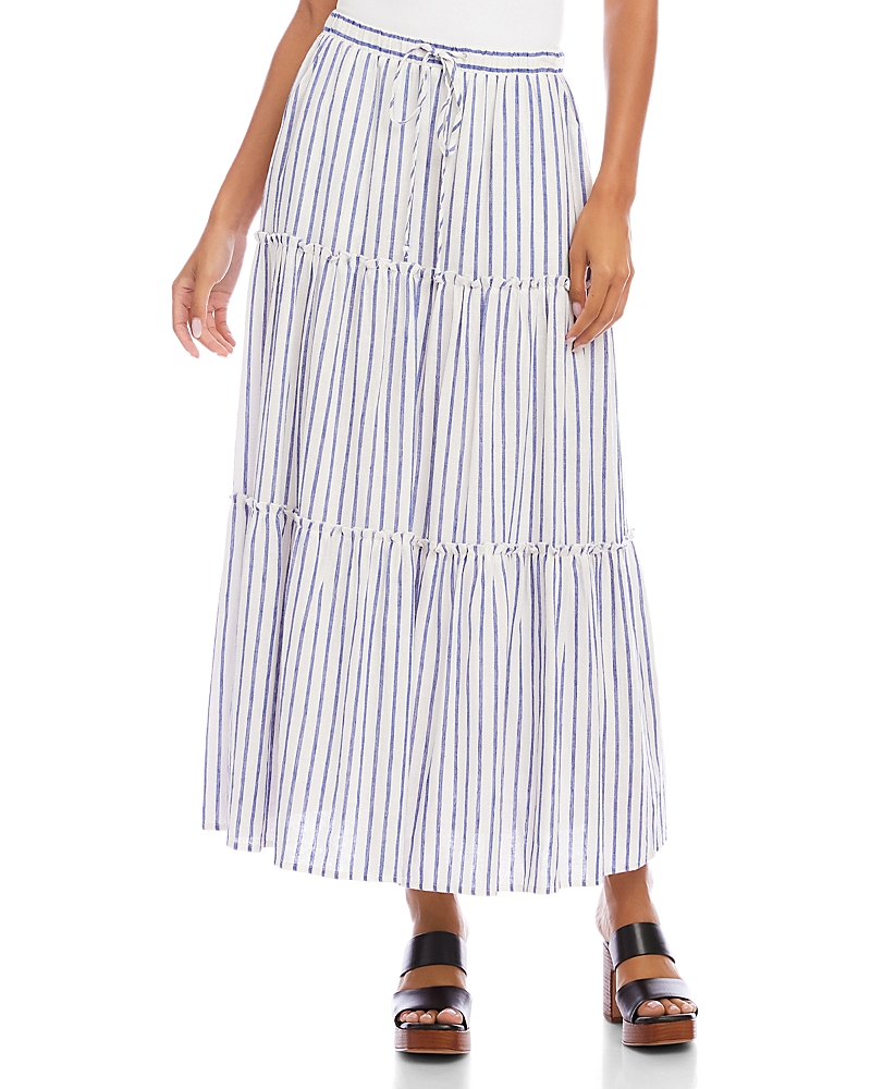 Karen Kane Stripe Tiered Midi Skirt