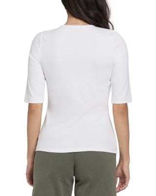 Ribbed Elbow Sleeved Henley Top