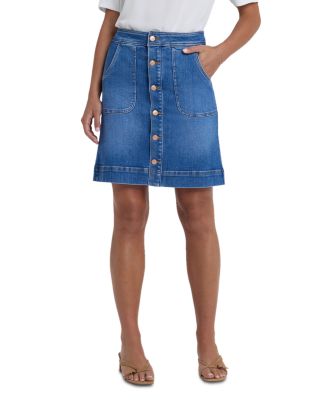 High Rise A Line Utility Denim Skirt