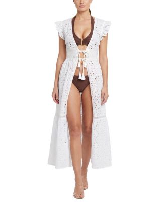  Lauren Lace-Trim Eyelet Cover-up Dress