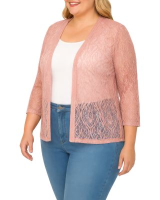 Plus Size Embroidered Lace Sequinned Shrug