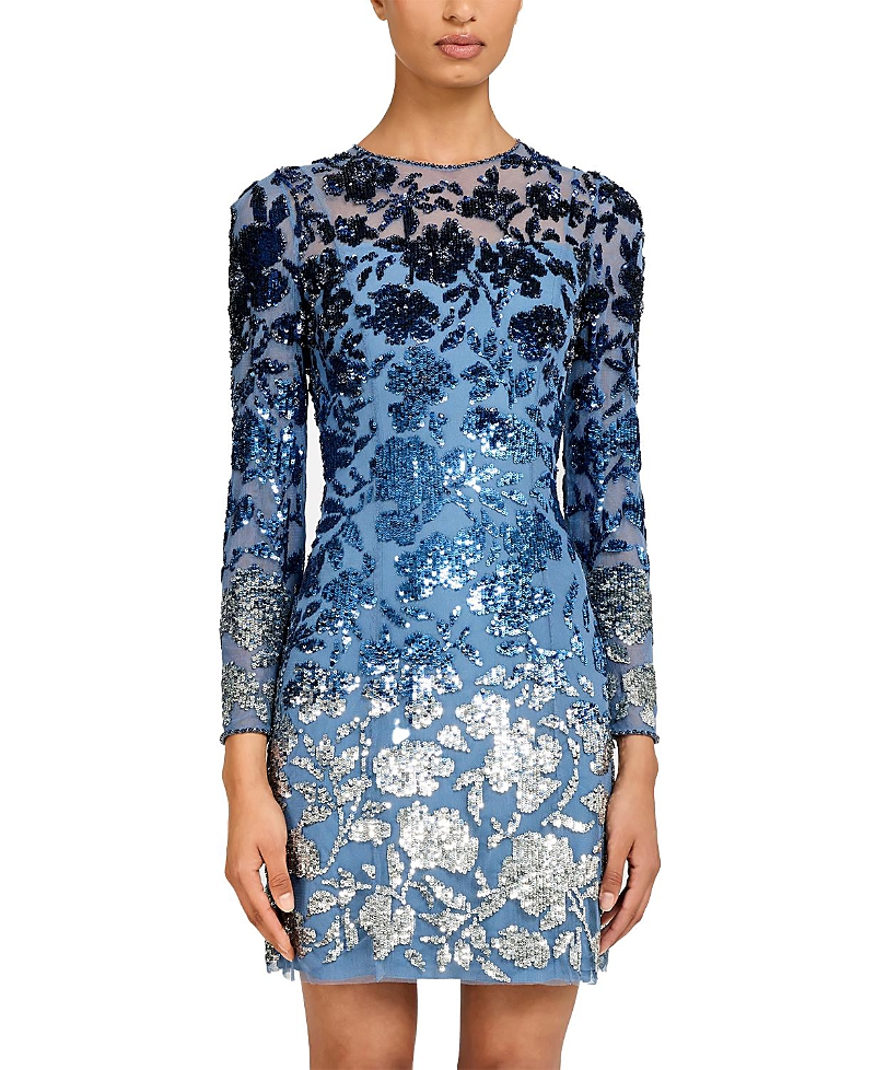 Jenny Packham Jazz Sequin-Embellished Floral-Pattern Mini Dress