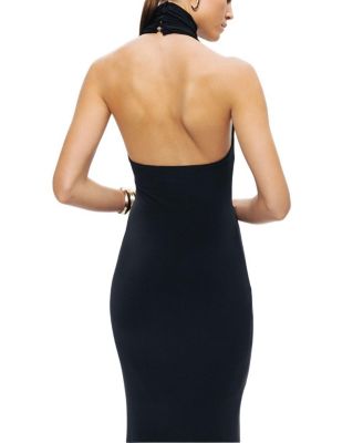 Halter-Neck Draped Maxi Dress