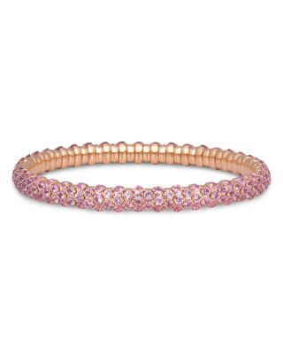 18K Rose Gold Baby Pink Sapphire Slim Domed Stretch Bracelet