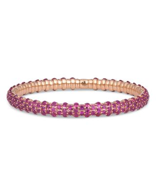 18K Rose Gold Pink Sapphire Slim Domed Stretch Bracelet