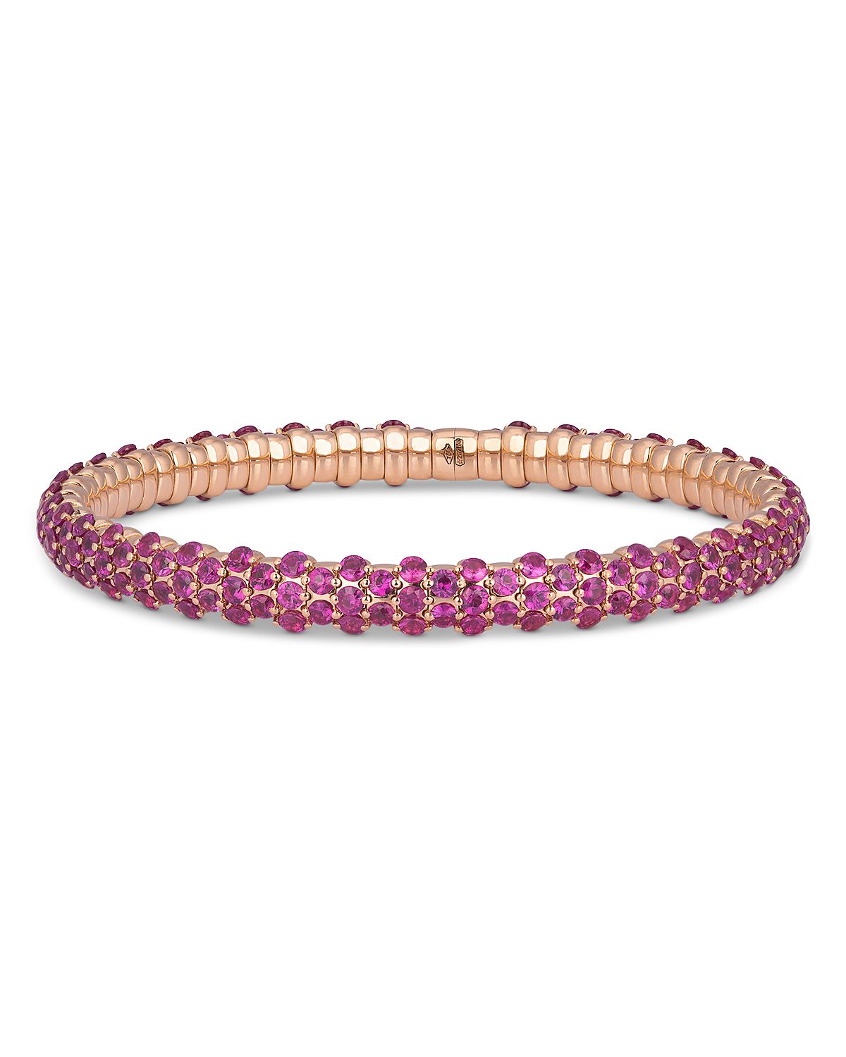 Zydo 18K Rose Gold Pink Sapphire Slim Domed Stretch Bracelet